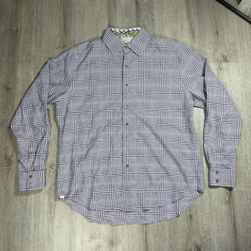 Robert Graham Men's Long Sleeve Button-Up Shirt Purple Plaid Pattern Size XL